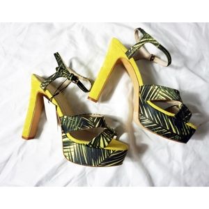 *SALE* ZARA Tropical Neon Platform Print Heels 37